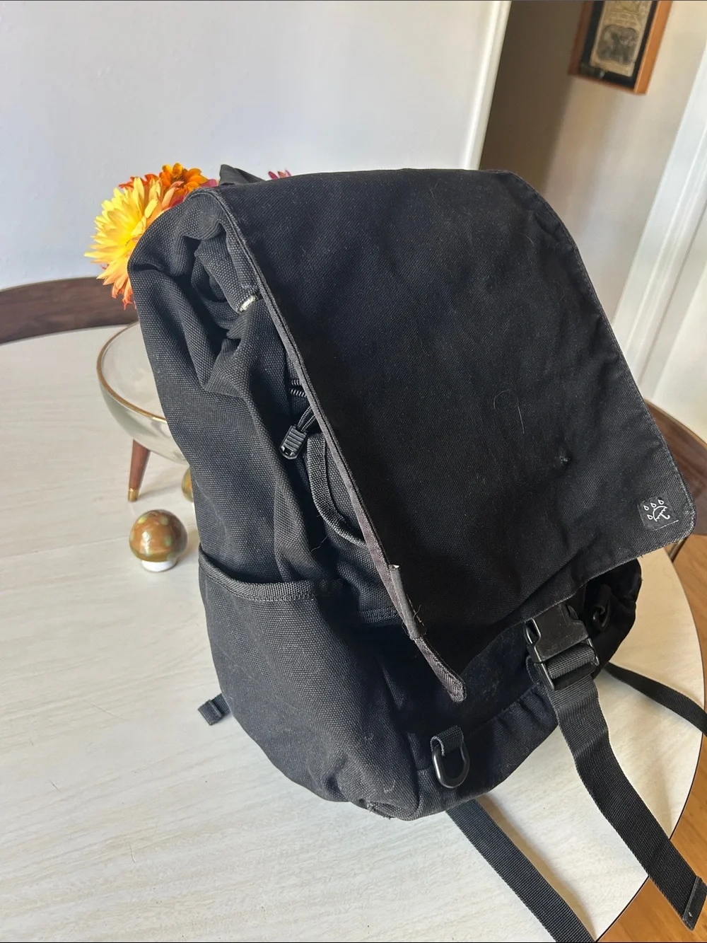 MINNEHAHA BAG CO. Black roll top waterproof liner bike backpack